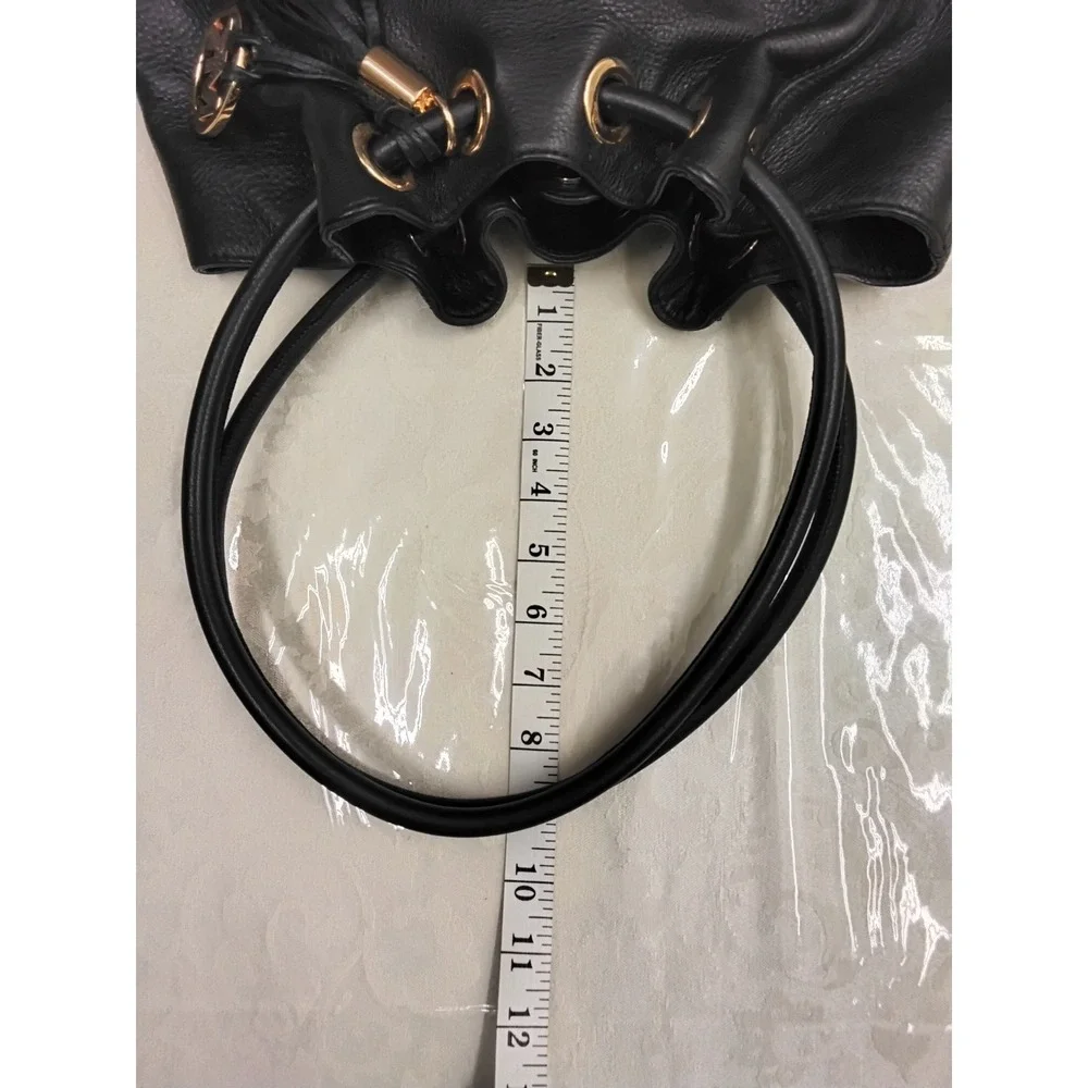 Michael Kors Black Leather Shoulder Tote Handbag w/Gold Hardware